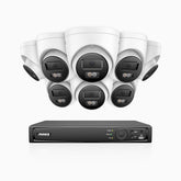 H500P - 3K 16 Channel 8 Cameras PoE Security System, Color & IR Night Vision, 3072*1728 Resolution, f/1.6 Aperture (0.005 Lux), Human & Vehicle Detection, Built-in Microphone,IP67